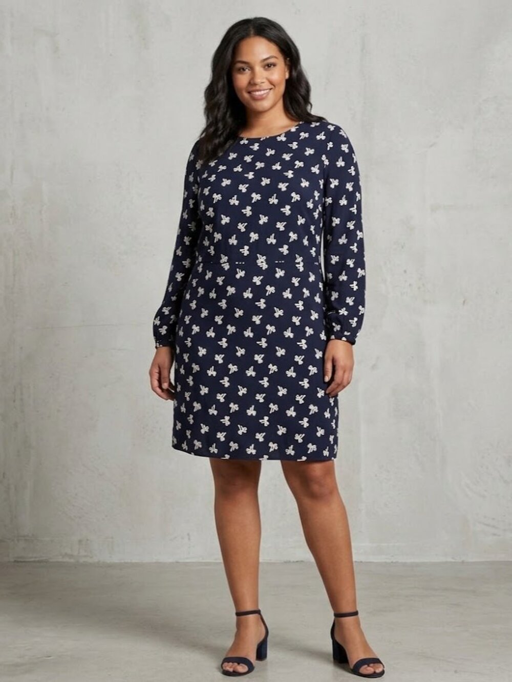 Gap Midi Dress Womens XXL Blue Bow Drawstring Waist Lined Plus Size Chic